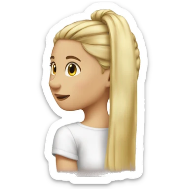 blond girl ties her hair in ponytai sticker
