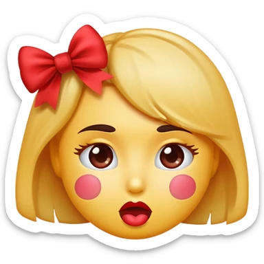 Kiss face emoji with bow on head sticker