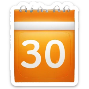orange calendar with number 30 sticker