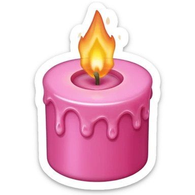 Draw a pink candle with a flame on it from a bird's eye view. sticker