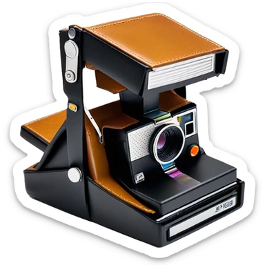 Sx-70 foldable polaroid with metal and leather body sticker