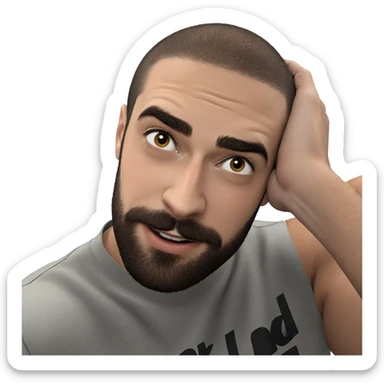 male portrait with buzz cut sticker