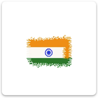 Detailed pixel art of Indian national flag with saffron, white and green colors sticker