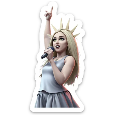 girl singing with microphone raised sticker