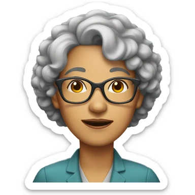 middle-aged woman with glasses and curly gray hair sticker