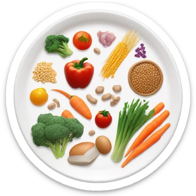 round white plate with healthy food sticker