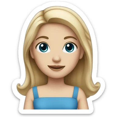 white girl in a blue dress holding bags sticker