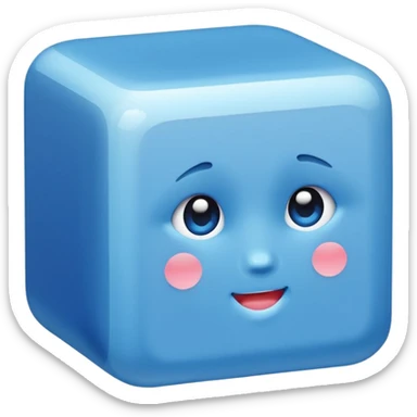 cute blue cube with blushing cheeks sticker