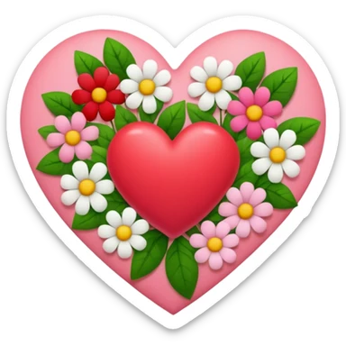 a heart made of flowers with leaves sticker