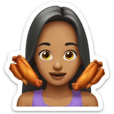 a girl flying with two bbq chicken wings on her back sticker