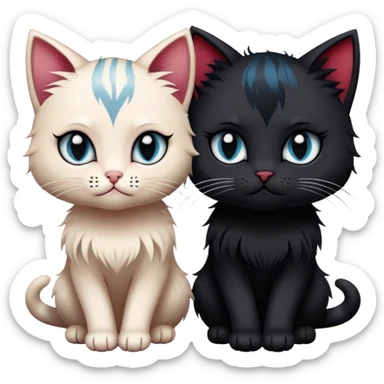 two emo cats in love with tattoos and cool hair, plus three emo kittens sticker