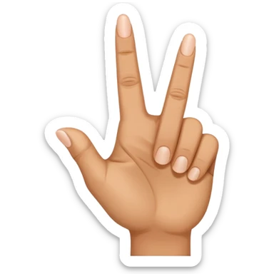 hand showing middle finger, index finger, and thumb, with other fingers down sticker