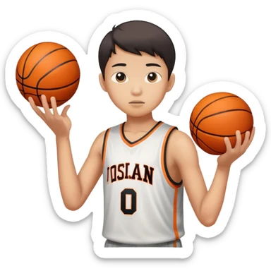 asian boy shooting basketball and missing sticker