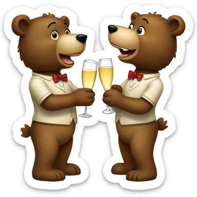 two bear doing champagne toast sticker