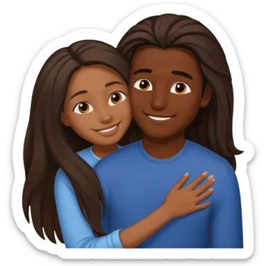 dark skin girlfriend hugs mixed boyfriend with long hair  sticker