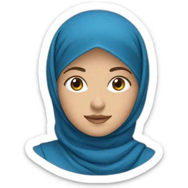 one white muslim young woman blue hijab sticker