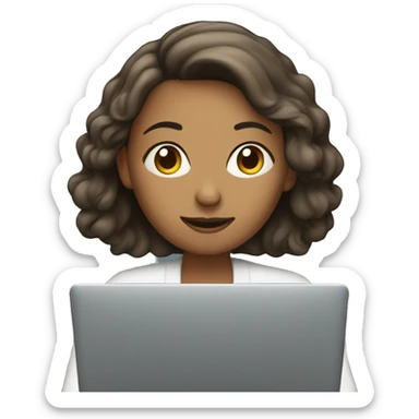 A woman who uses a laptop sticker