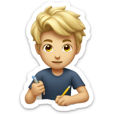 a white kid mad doing homework sticker