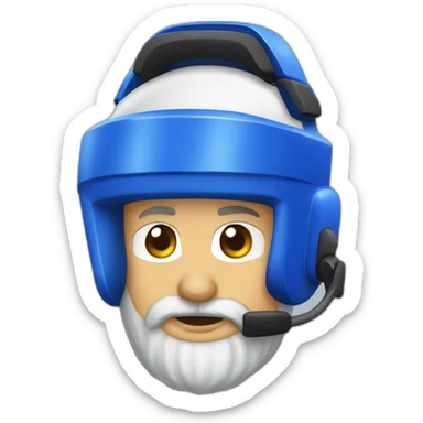 Hockeyeurs barbu habillé de bleu avec casque et un pansement sur la joue sticker