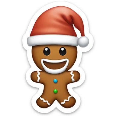 Gingerbread man with a white Santa hat sticker