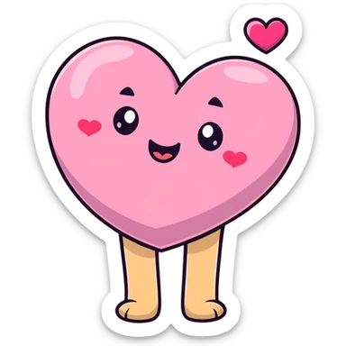 An adorable pink heart character with eyes and a smiling mouth, where the top heart lobes are plump and shaped like butt cheeks sticker