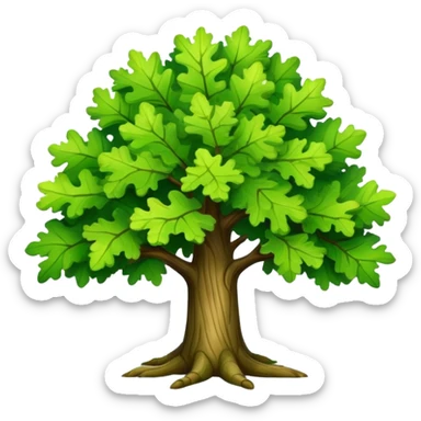 Vibrant green oak tree with full leaves sticker
