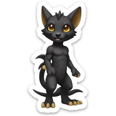 a anthro chibi-style black Fakémon-hybrid full body sticker