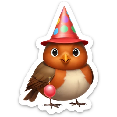 un rouge gorge a son anniversaire sticker
