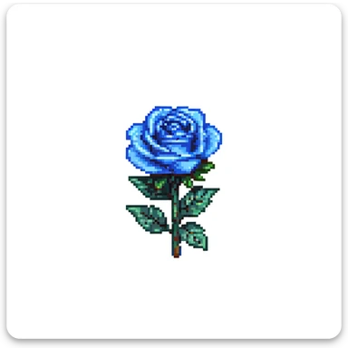 Make the blue rose smaller and add a dark background, keep pixel art icon style. sticker