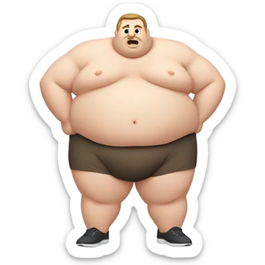 fat white guy shirtless doing sit-ups sticker