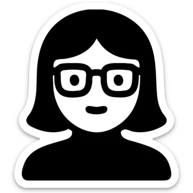 A red-haired girl with blond eyebrows and square glasses sticker