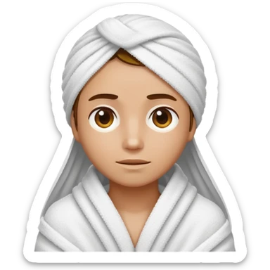 Person wrapped in towel after shower sticker