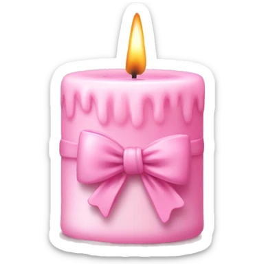 A candle With a  bow and ist baby pink sticker
