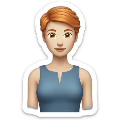 Gingerhair woman with short hair and light beige skin and blue eyes sticker