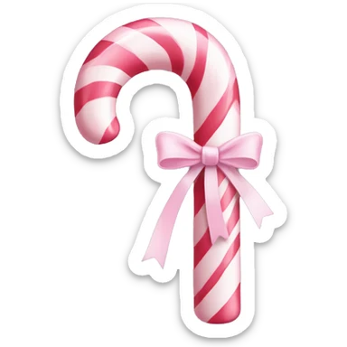Pinky candy cane with bow sticker