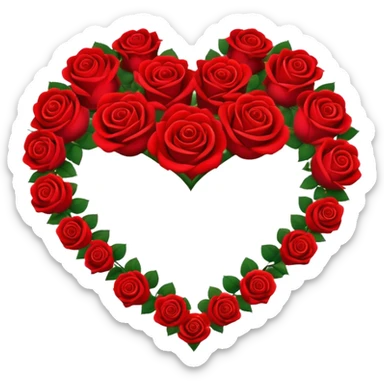 bouquet of red roses arranged in a heart shape sticker