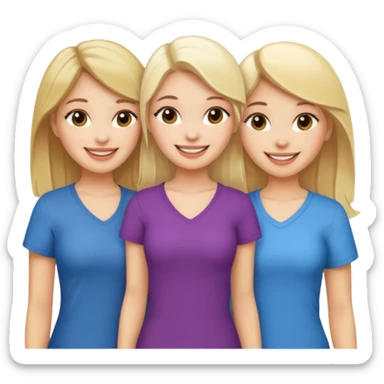 3 girlfriends white 1 blond 2 brunette  sticker