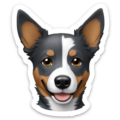 brown eyes dog blue heeler smile dark gray and white fur sticker