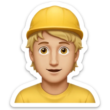logan paul emoji, with a yellow cap, playful look sticker