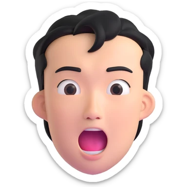 Asian man with a semi-open mouth, surprised expression sticker