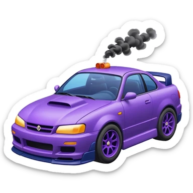 Purple and navy blue car doing a drift. sticker