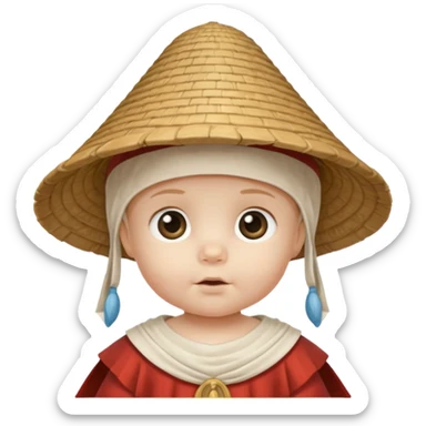 ancient roman baby conical hat, white, half body sticker