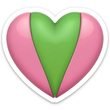 half pink half green heart sticker