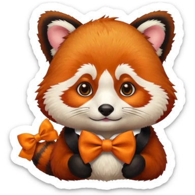 a red panda with orange bow tie, portrait sticker