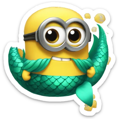 mega minion with mermaid tail sticker