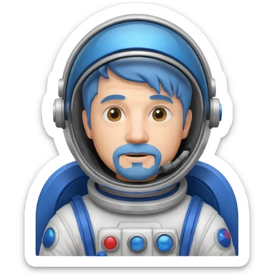Astronauts, Middle-age, male, white skin, blue hair and blue beard sticker
