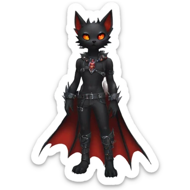 cool edgy black punk red ethereal fantasy nargacuga-bat-cat-Fakemon collar harness full body sticker