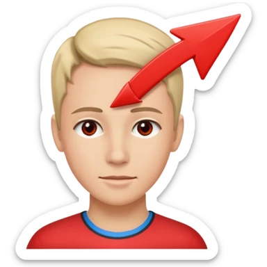 forhead with red arrow indicating it sticker