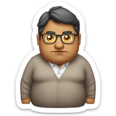 Grumpy fat indian teacher with glasses sticker