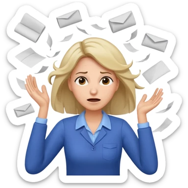 female teacher pulling her hair with stressed face, papers flying everywhere sticker
